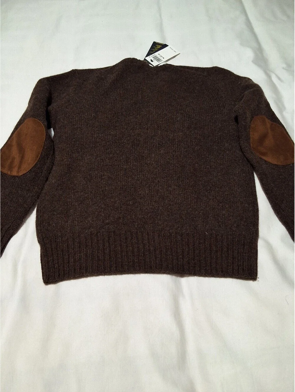Polo Ralph Lauren Boy's Brown Wool Crewneck Sweater with Elbow Patches Size M